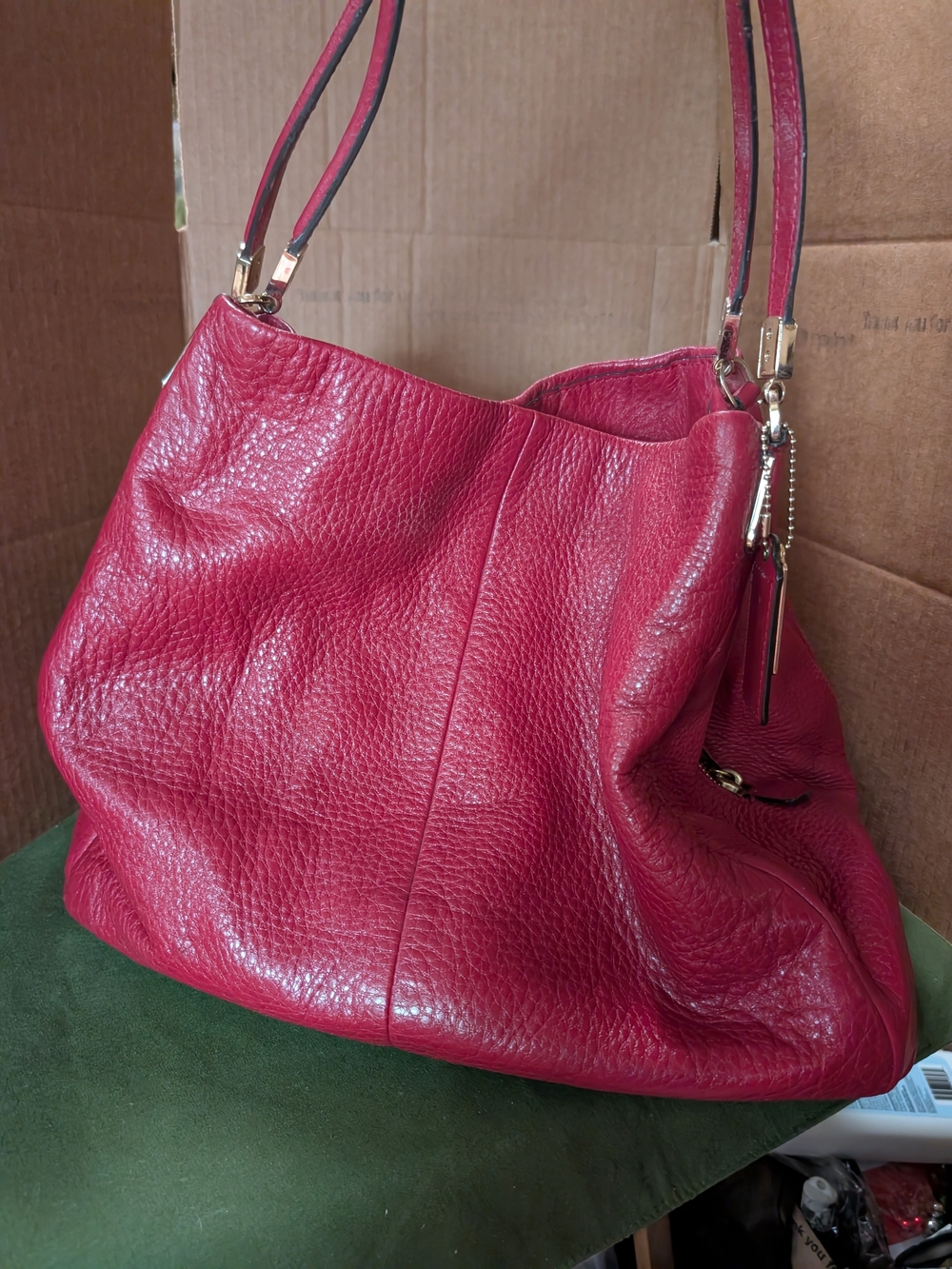 Coach Red Leather Shoulder Tote Bag - Classic Women’s Handbag